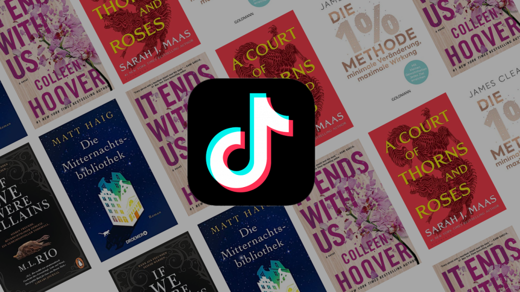 TikTok Logo vor Buchcovern