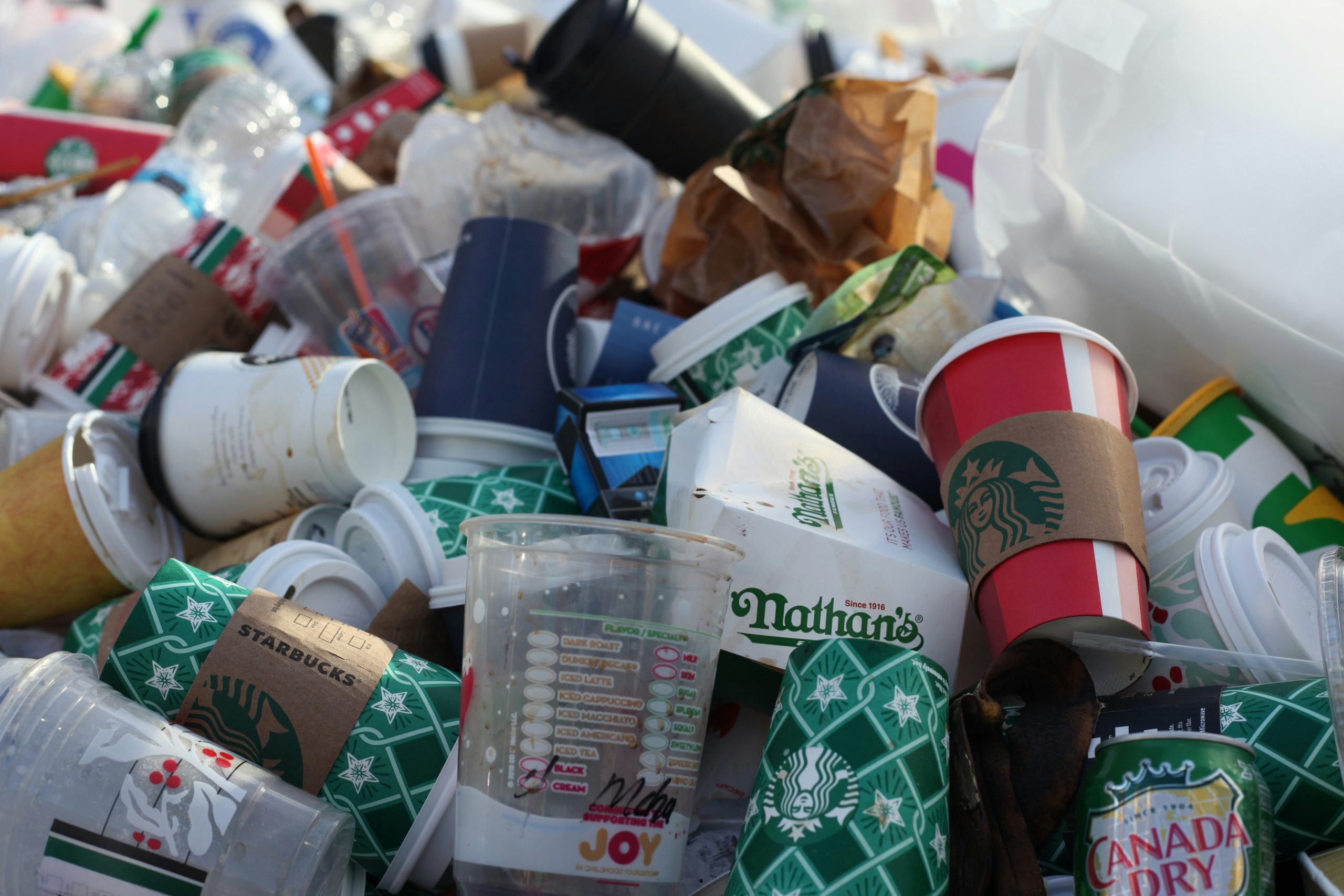 pile of single-use plastic waste