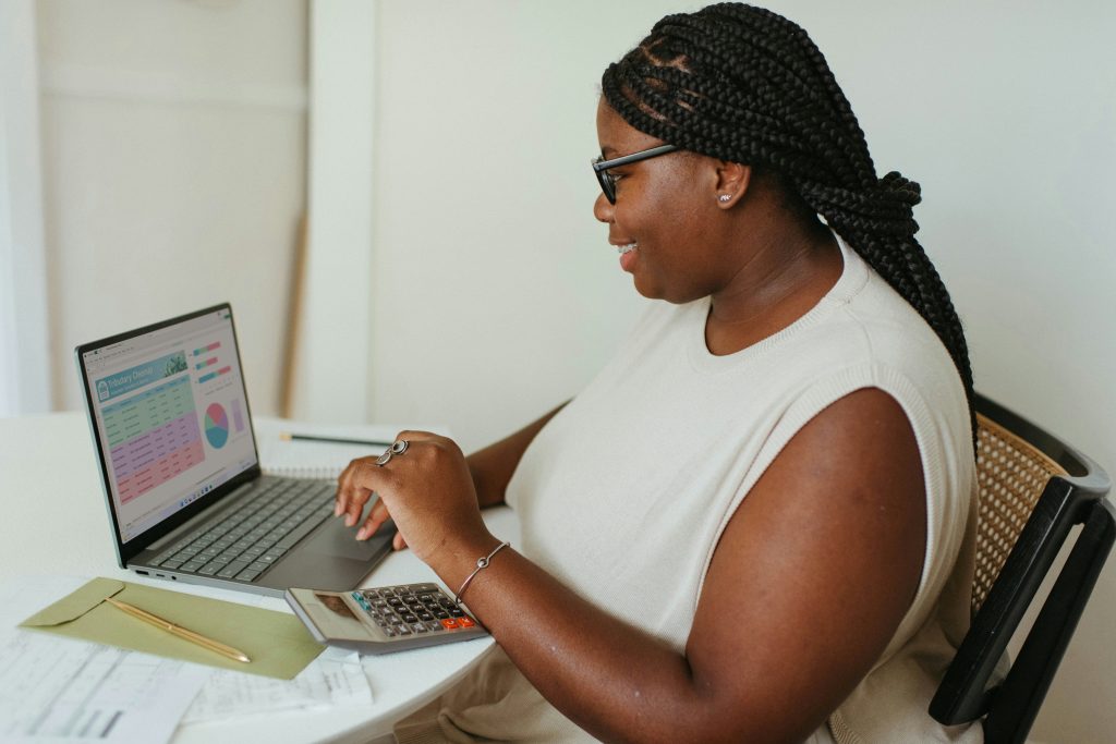 business woman in front of laptop